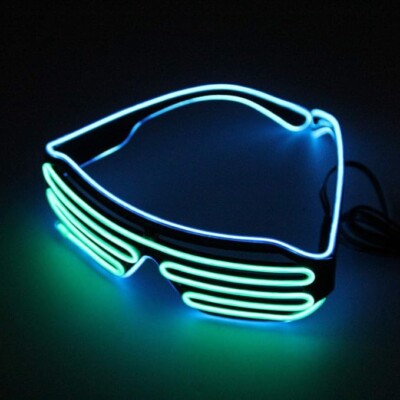 Neon LED Leucht Shutter Brille Glow Party Rave DJ Festival Eyewear