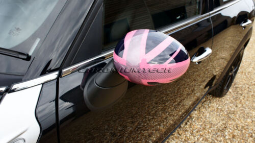 MINI R55 R56 R57 R58 R59 R60 PINK UNION JACK MIRROR Cap Covers for Manual Fold - Picture 6 of 6