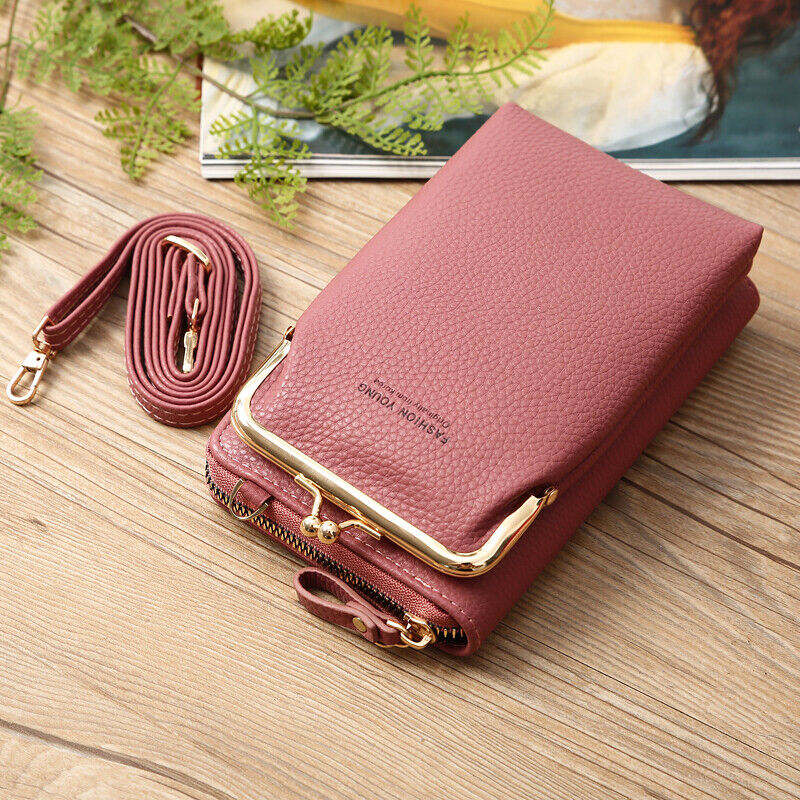Luxe Pebble Leather Phone Case Wallet with Matching Crossbody Strap – Louve  collection