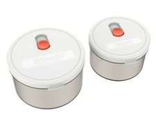 QG Set of 2 Round Shape Plastic Food Storage Container with Lid 40 24 oz White