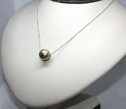 14K WEISSGOLD KETTE 20" KUGEL ANHÄNGER 15MM DURCHMESSER - Bild 6 von 9