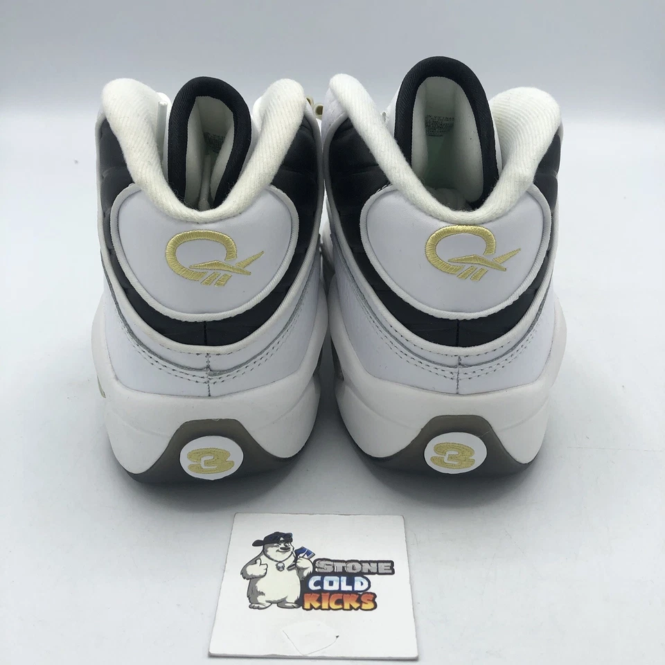 Reebok Question Mid Size 8 Respect My Shine Black Toe Gold EF7599 Iverson - Image 3 of 4