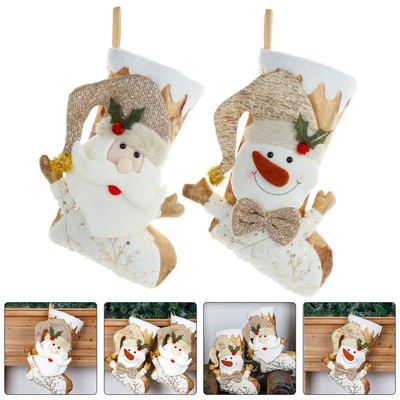  2 Pcs Weihnachtstaschen Mit Kordelzug Goldene Dreidimensionale Weihnachtssocken