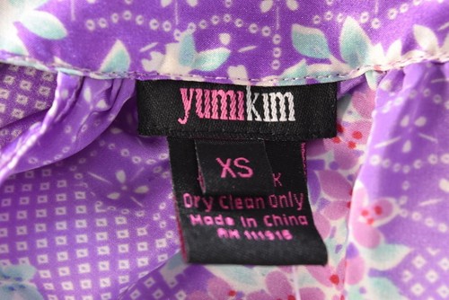 New Yumi Kim Womens Top Size XS Purple Floral Blouse Silk Shirt NWT - Picture 4 of 6