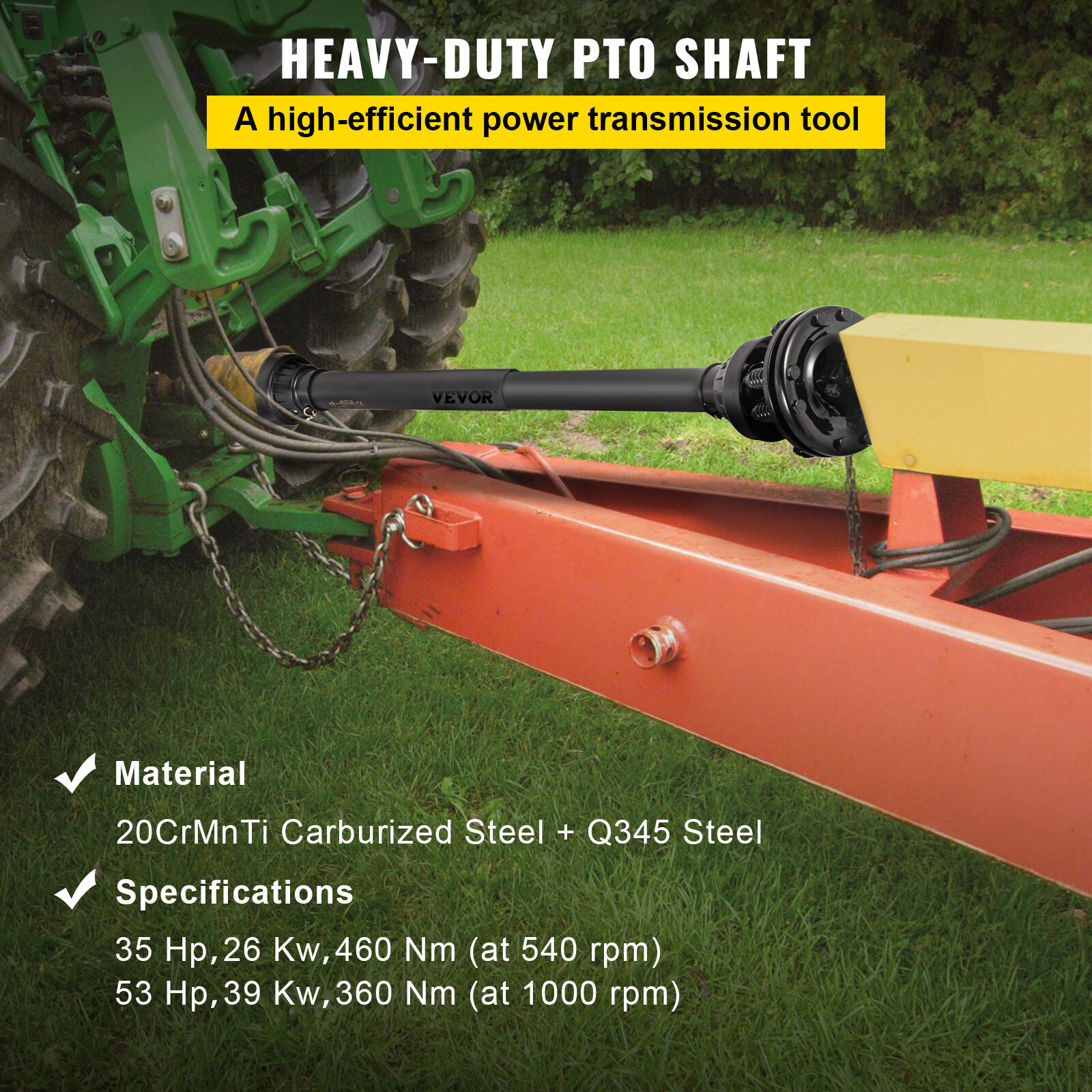 VEVOR PTO Shaft PTO Drive Shaft 13/8" 6 Spline Endw/Slip Clutch T4 43