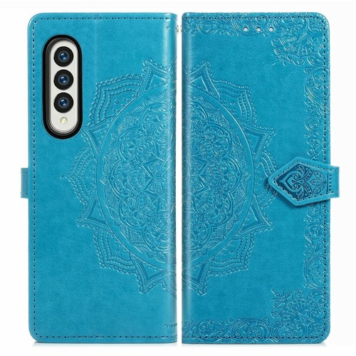 Embossed Mandala Leather Phone Case for Samsung Galaxy z Fold 4 - Purple - Picture 3 of 15