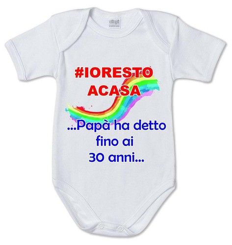 body neonato bimba stampa Arcobaleno Io resto a casa frase divertente papà  | eBay
