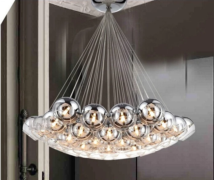 Modern Chrome Glass Bubble LED Pendant Light Chandelier Ceiling Lamp Lighting