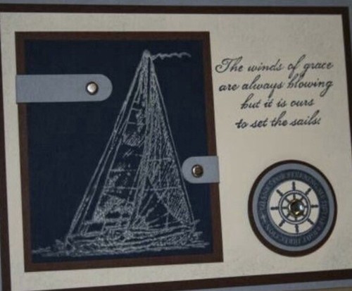 WINDS OF GRACE Stampin' Up! Wood Stamp Set Nautical, Ocean, Sea,Coast Sailboat - Picture 10 of 13
