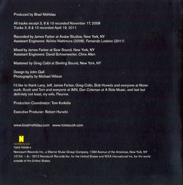 Brad Mehldau Trio Ode CD, Album 2012 Contemporary Jazz, Post