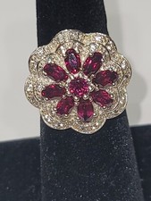 sterling silver Flower Gemstone Ring Size 6