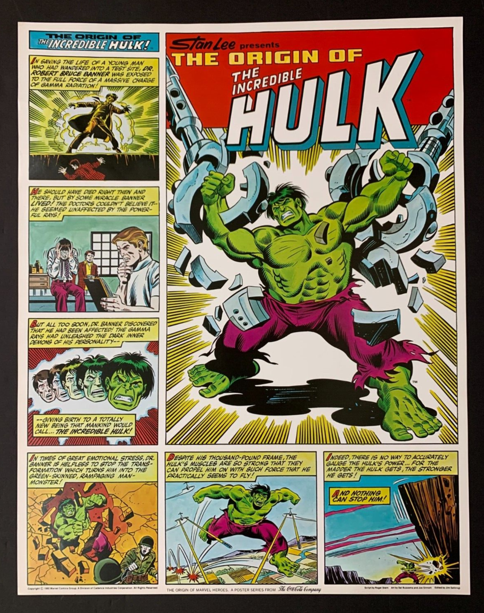 1980 Marvel Origin of HULK Coca-Cola poster, Sal BUSCEMA & Joe