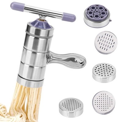 Manual Stainless Steel Pasta Maker Machine with 5 Dies Hand Crank