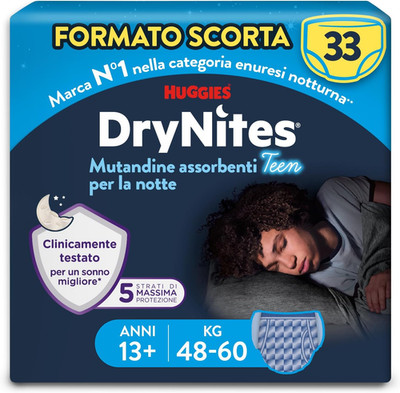 Huggies Drynites Pannolini, Taglia XL (48-60 Kg),Mutandine Assorbenti, 13-19 Ann