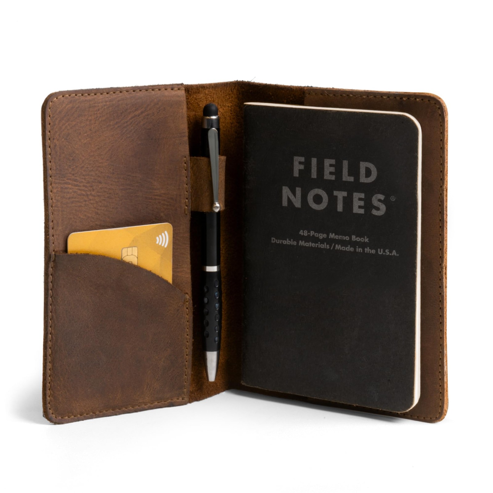Durable Leather Notebook Cover for 3.5x5.5 in Field Notes Journal-image