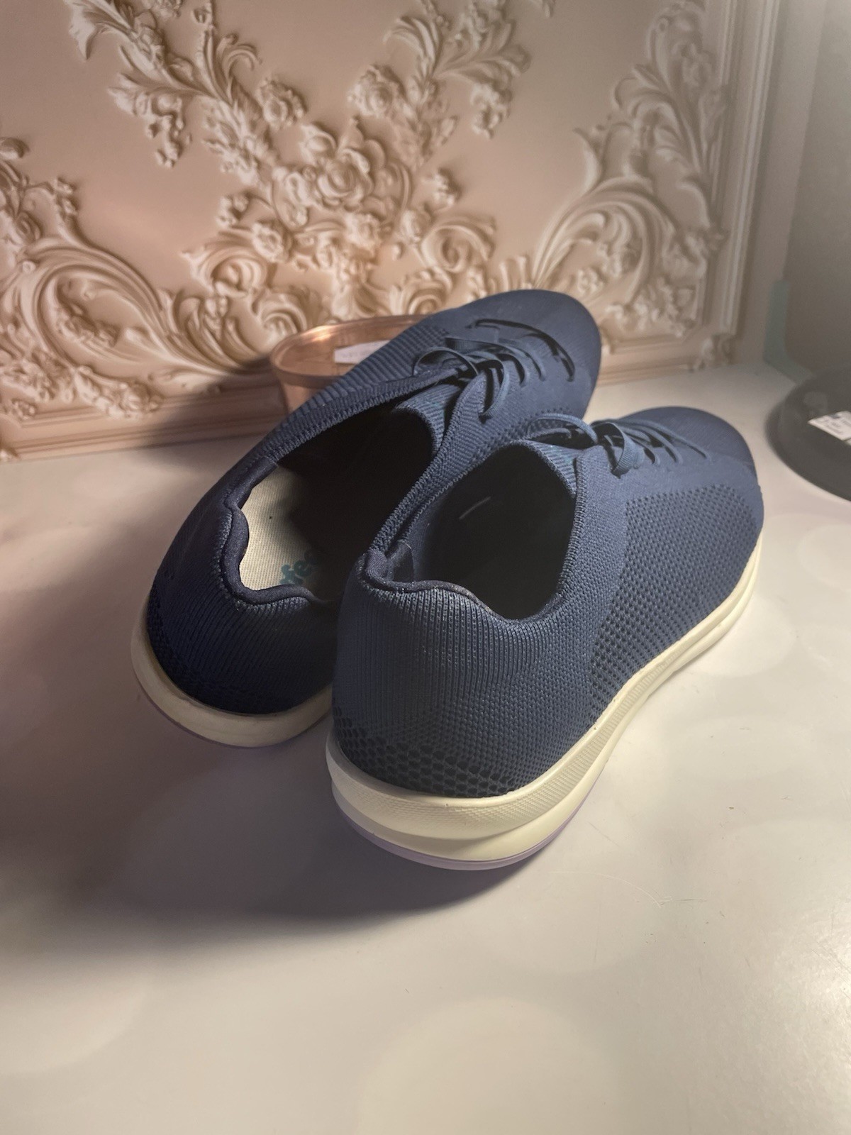 SAOLA Scarpe Cosyfeet da uomo taglia 11 blu attivo in maglia usate in ottime condizioni