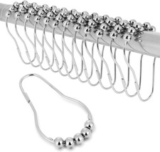 12 Shower Curtain Hooks Rust Proof Stainless Steel Shower Curtain Rings, Silver
