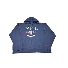 Vtg 90s Polo Jeans Company Ralph Lauren Mens Hooded Sweatshirt Hoodie Blue XL