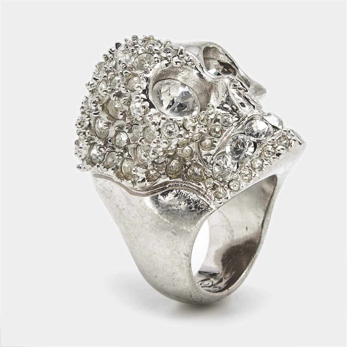 Alexander McQueen Skull Crystals Silver Tone Ring Size 53 | eBay