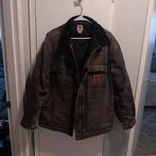 Carhartt Men's Black Full Zip Work Jacket Solid Logo Zipper Size L Regular
