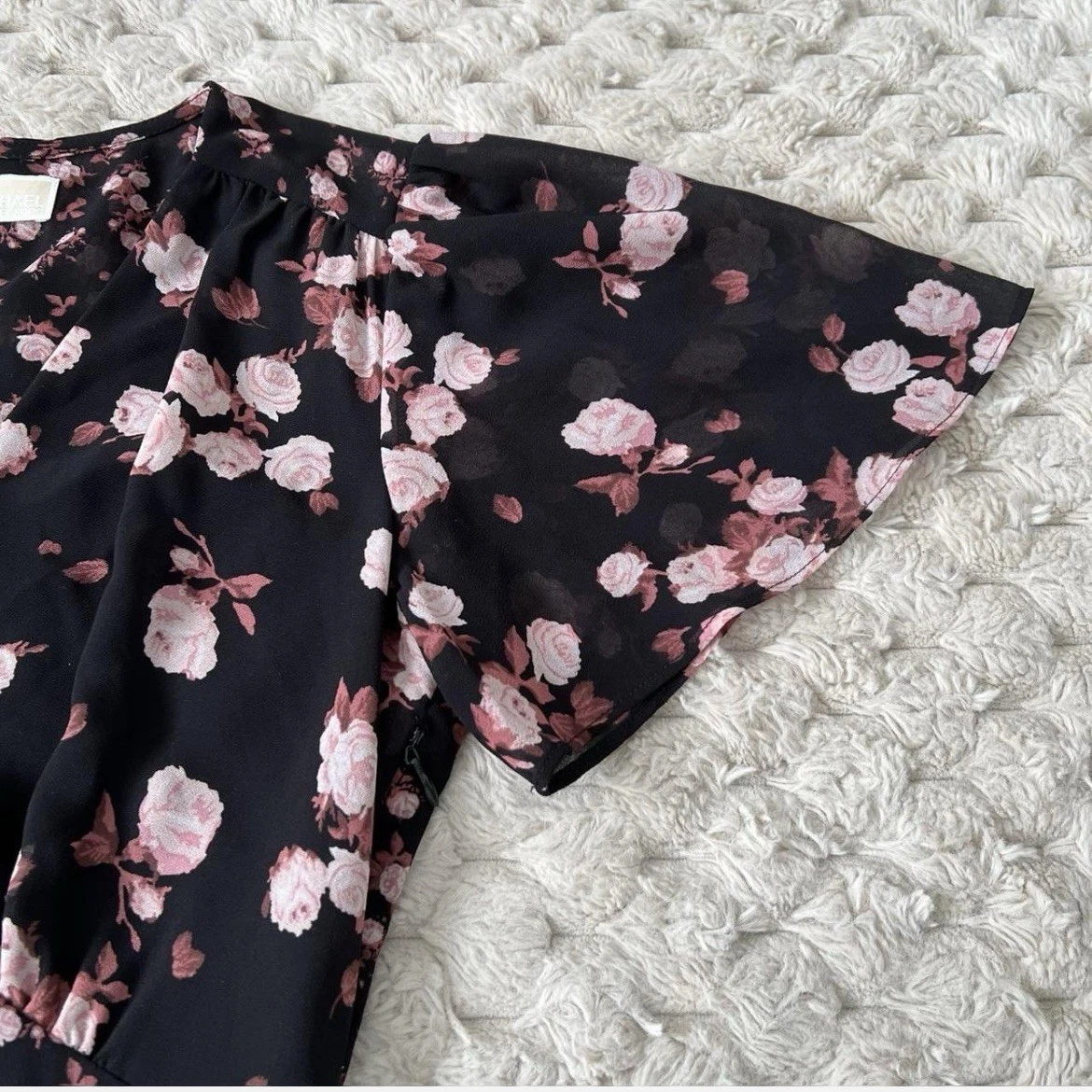 Abito da tè firmato Michael Kors taglia 10 nero rosa stampa floreale float estivo