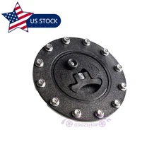 Billet Aluminum Easy Fill Fuel Cell Gas Cap with 12 Hole Cell Bung Gasket Black