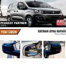 For Peugeot Partner Side View Mirror Cover Bat Style Gloss Black 2019-2025