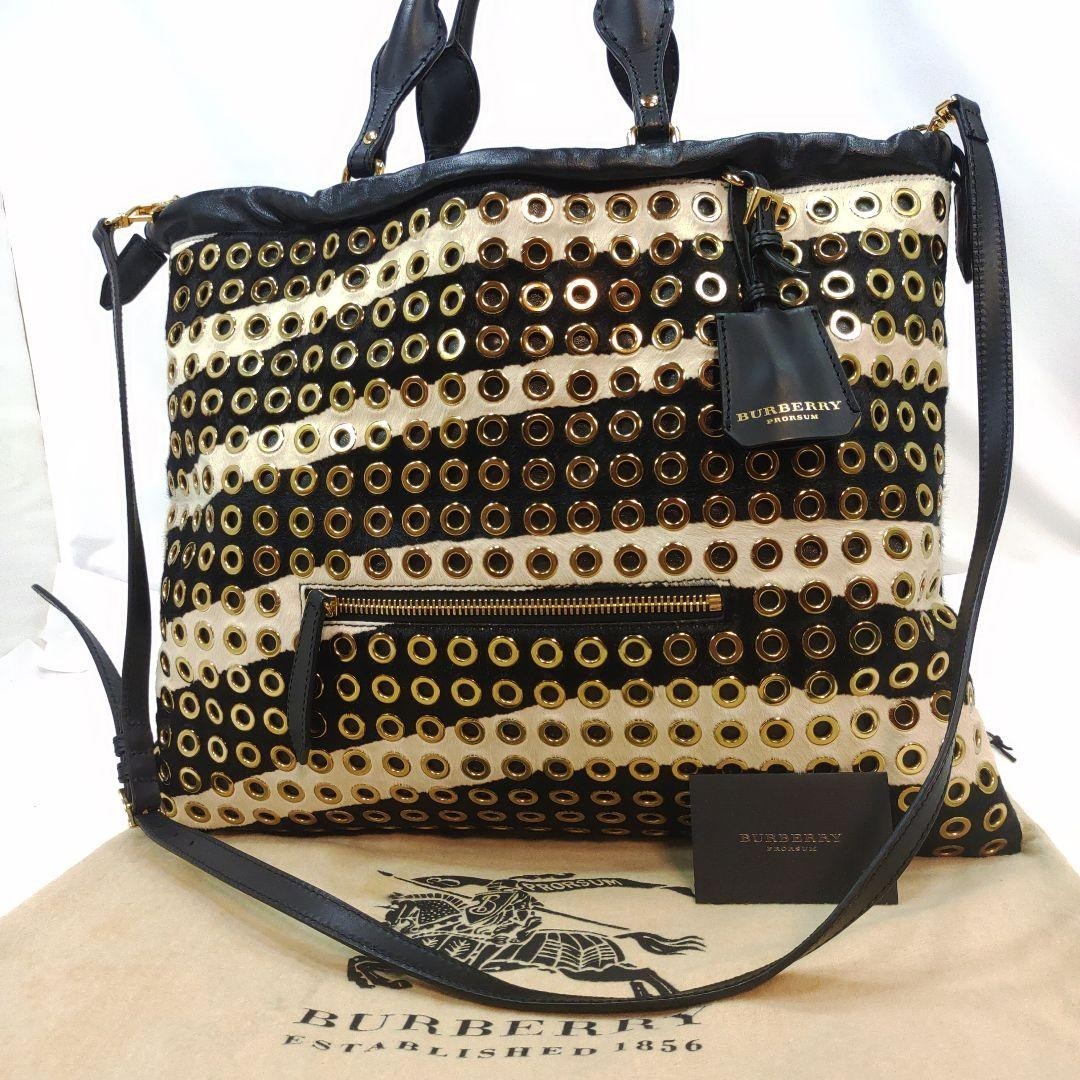 Borsa Burberry tote bag 2 vie tracolla motivo a righe pelle pony buone condizioni