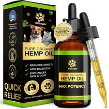 Hemp Oil Calming Drops for Dogs Cats Anxiety, Pain Joint Support