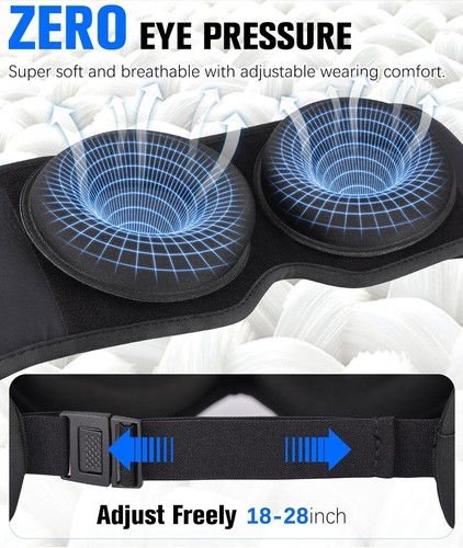 Máscara para dormir ajustable en 3D con música inalámbrica máscara para ojos y auriculares Bluetooth - Imagen 6 de 7
