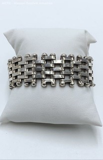 925 Mexican Silver Wide Link Bracelet Taxco TL 80 Vintage Heavy 69.27g