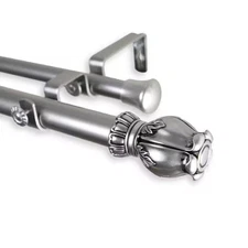 Regent 66 In. - 120 In. Adjustable 1 In. Dia Double Curtain Rod in Satin Nickel