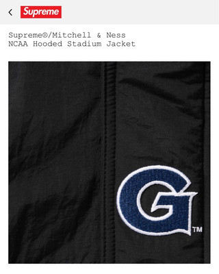 Supreme Mitchell Ness NCAA Hooded Stadium Jacket Black S Supreme Mitchell Ness NCAA Hooded Stadium Jacket Black S