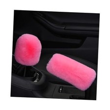 2PCS Plush Car Gear Shift Knob Cover  Handbrake Cover, Comfortable Anti Pink