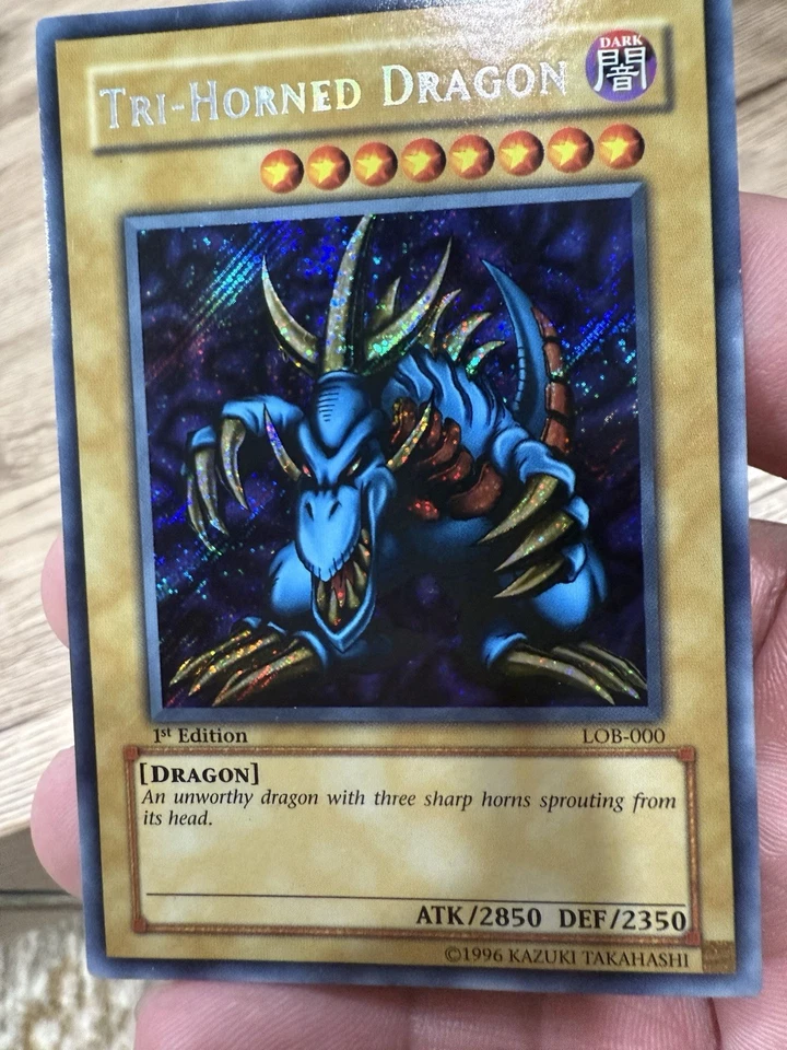2002 Yugioh Tri-Horned Dragon LOB-000 Secret Rare 1st Edition VLP Glossy NM - Image 4 of 4