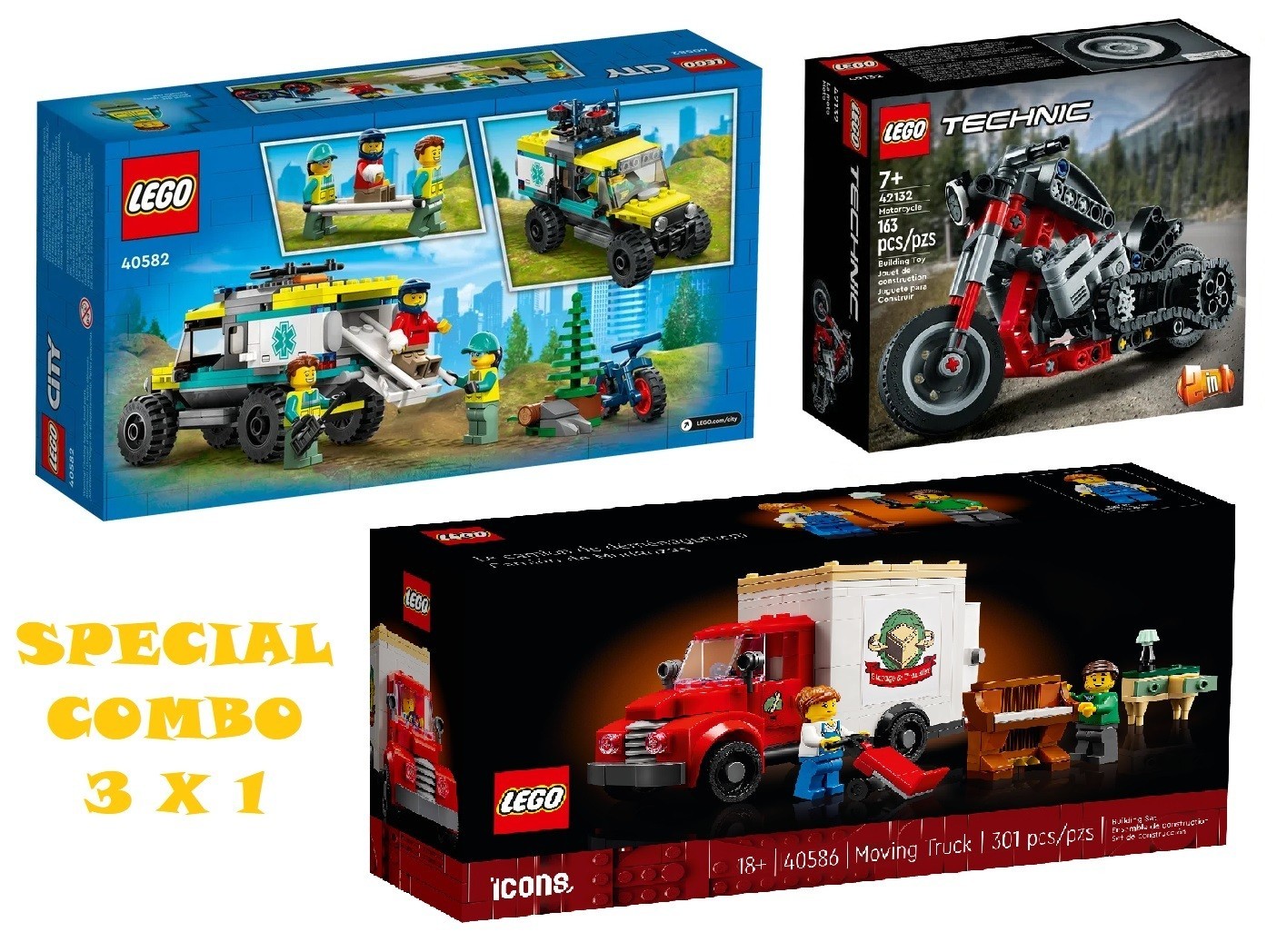 Regalo Creativo LEGO: Bundle 3 Set Ambulanza, Vespa e Trasloco