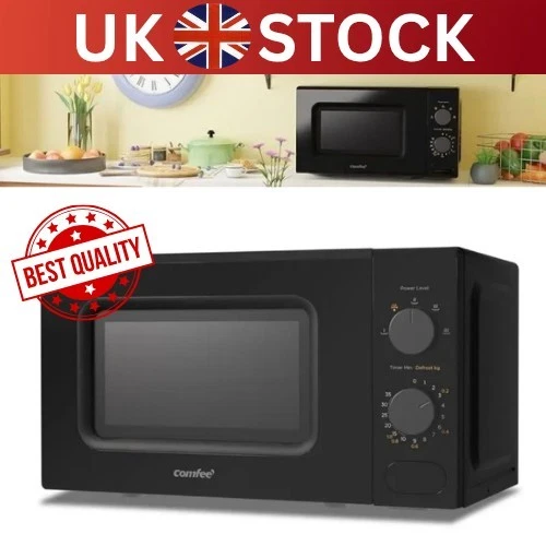 COMFEE' Black Compact Microwave Oven Manual Control Low Energy 20L Countertop 