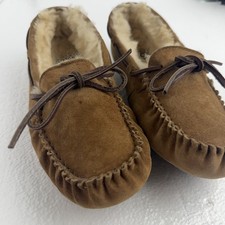 UGG Dakota Chestnut Suede Moccasin Slippers Womens Size 8 Shearling Fluffy Shoes