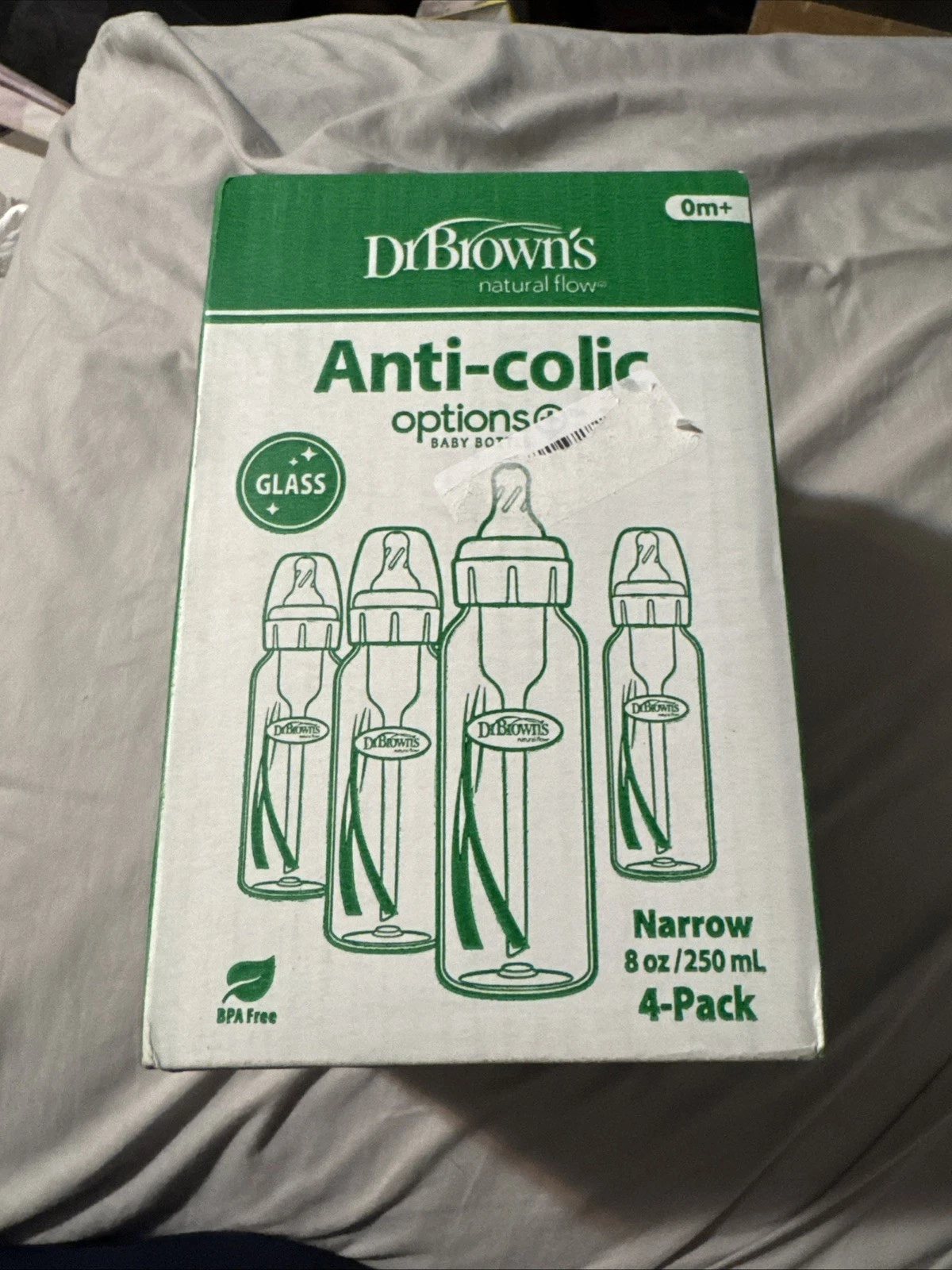Dr Brown’s Anti-Colic Glass Baby Bottles Narrow 8oz 250ml 4 Pack