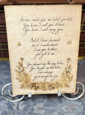 Vintage Kay La Lone Dried Flower & Calligraphy Art 10x8" Silverton OR '87