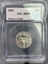 2002 $25 American Platinum Eagle 1/4 oz MS68 ICG Statue of Liberty .9995 2397.04 per troy oz