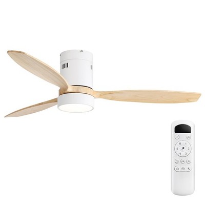 Sofucor 52 Inch Ceiling Fans with Lights and Remote, Modern Wood Low Profile ...