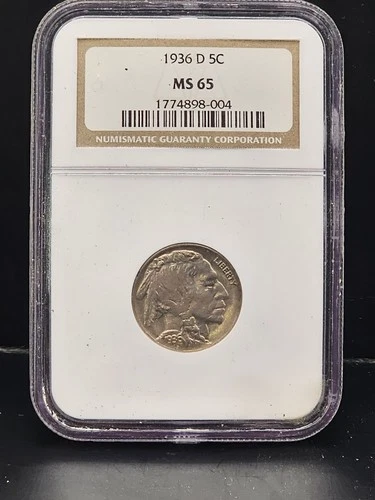 1936 D Buffalo Nickel NGC MS 65 – Gem BU – Certified
