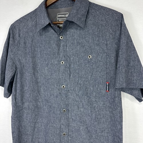 Merrell Opti-Wick UPF 30+ Men's Medium Button Up Top Short Sleeve Performance - Picture 6 of 8
