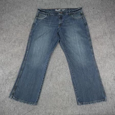 Wrangler Jeans Mens 42x32 Blue Retro Relaxed Boot Bootcut Denim Cowboy WRT20WB
