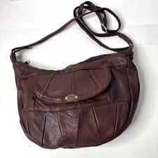Chocolate Brown Leather Slouchy Crossbody Bag Purse Boho Crescent Y2K SO SOFT