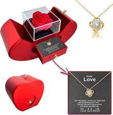 Preserved Handmade Red Rose with Hollow Clavicle Necklace,Jewelry Boxes with Nec
