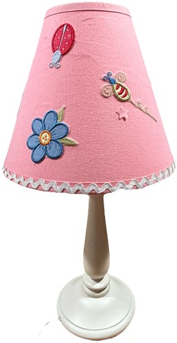 Pottery Barn Kids Butterfly Garden Lamp Pink Embroidered Shade PBK Nursery