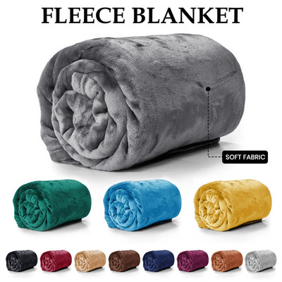 Luxury Cool Fleece Blanket Soft Warm Cozy Twin Queen Size Blankets Throw 310 GSM