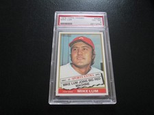 MIKE LUM 1976 TOPPS TRADED BASEBALL CARD # 208T GRADED PSA 8 NM-MT